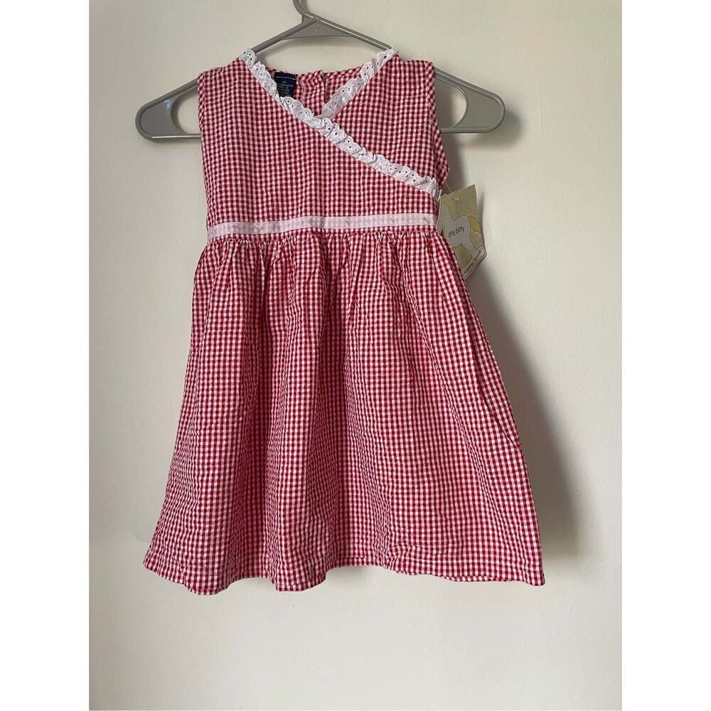 Franco Apparel Group Little Bitty Button Back Red Plaid Girls Size M Dress NEW